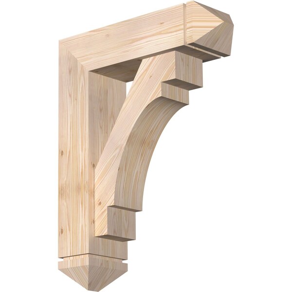 Ekena Millwork Merced Arts and Crafts Smooth Bracket w/ Offset Brace, Douglas Fir, 7 1/2"W x 26"D x 34"H BKT0806X26X34MRC03SDF - main